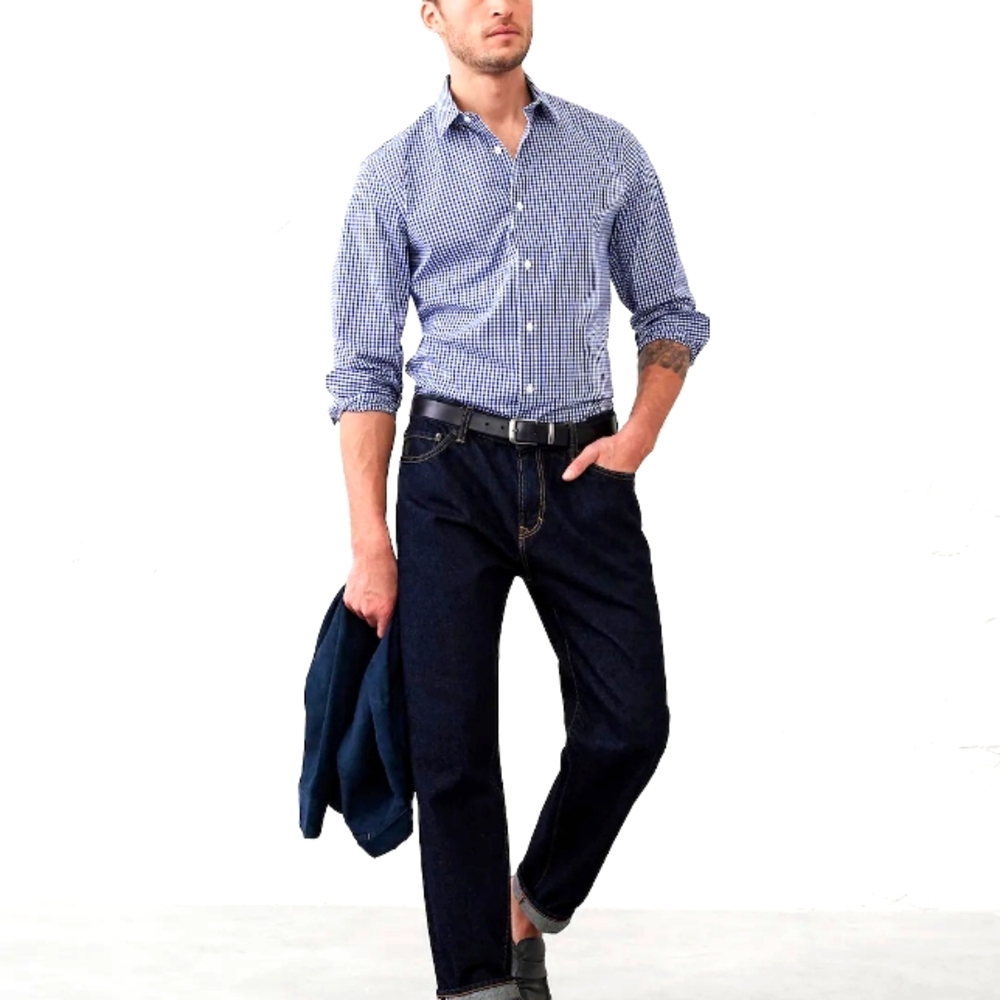 BANANA REPUBLIC Tailored Slim Fit Dress Shirt-14/141/2-32-Royal Blue